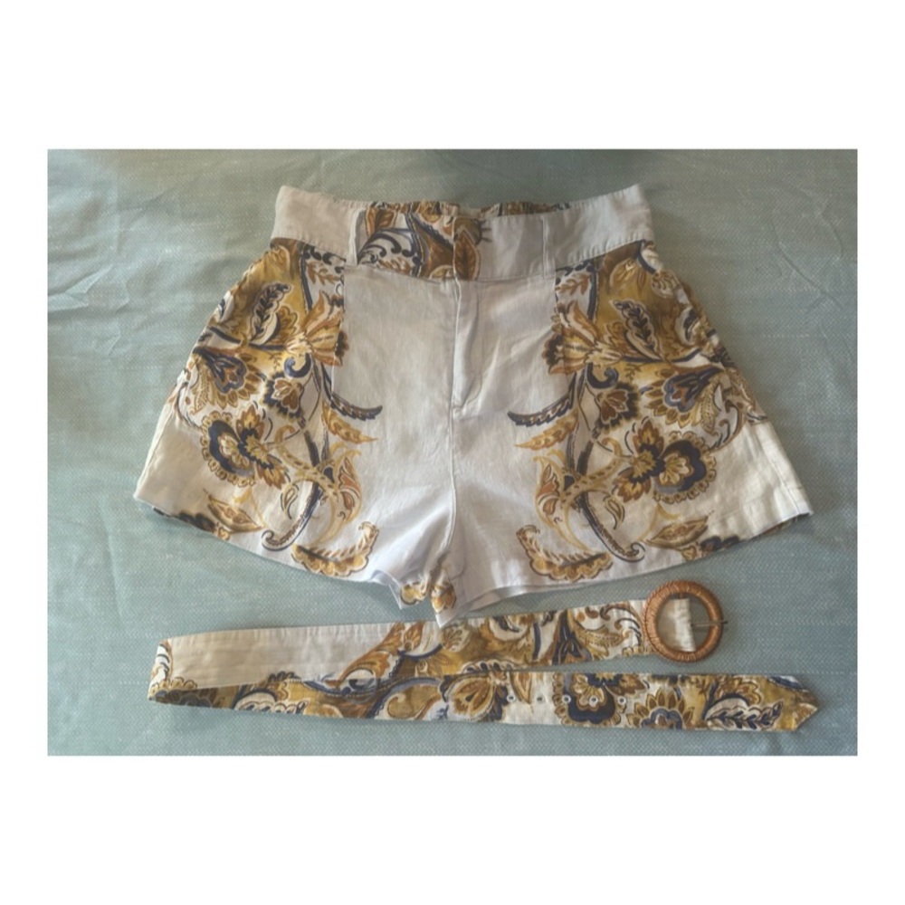 JOIE 100% Linen Multicolor Floral Dress Shorts With Matching Belt Medium - Picture 14 of 14